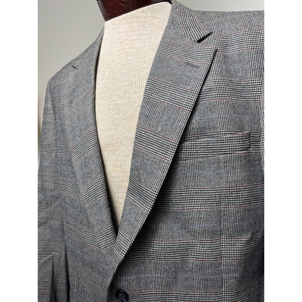 Cromwell Juster's Custom‎ Suit Sz 44-46 Windowpane Wool Two Button Blazer Jacket - Picture 9 of 16